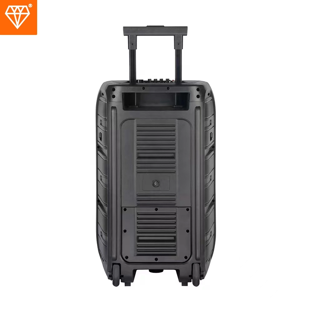 Trolley Plastic 12 Inch Woofer Wireless Speakers Outdoor Audio Box with Bluetooth USB/TF/FM