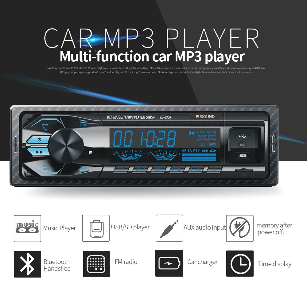 1DIN Car Stereo Audio Bluetooth FM Radio MP3 Player with USB SD Aux