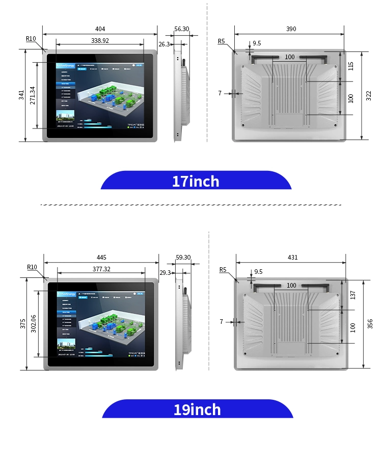 1024*768 RS232 RS485 Fanless Industrial Panel PC Embedded / Wall Mount All-in One PC